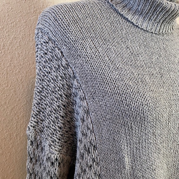 Theory Grey Silk/Linen Blend Turtleneck Sweater - Picture 3 of 11